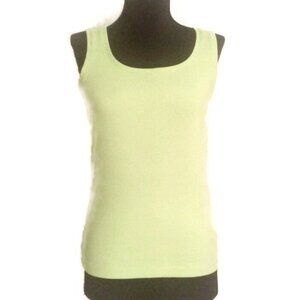 Chicos Size 0 S 4 Tank Top Womens Lime Green Ribbed Sleeveless Stretch Knit Tee